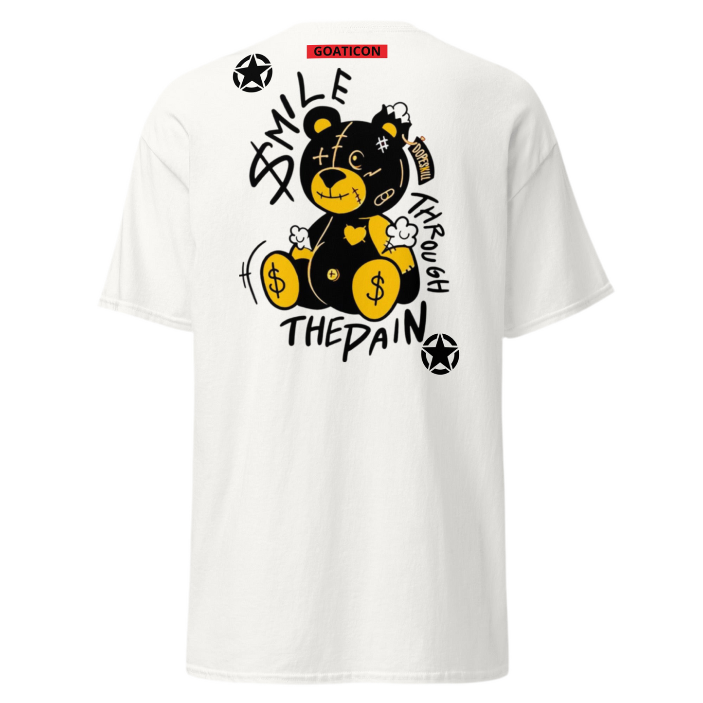 GOATICON ‘Smile Through the Pain’ Teddy Bear Graphic Tee – Emotional Urban Streetwear