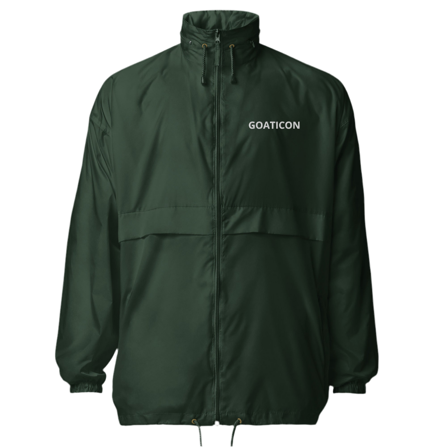 Men’s Waterproof Windbreaker – GOATICON Zip-Up Jacket | Black Nylon Outerwear