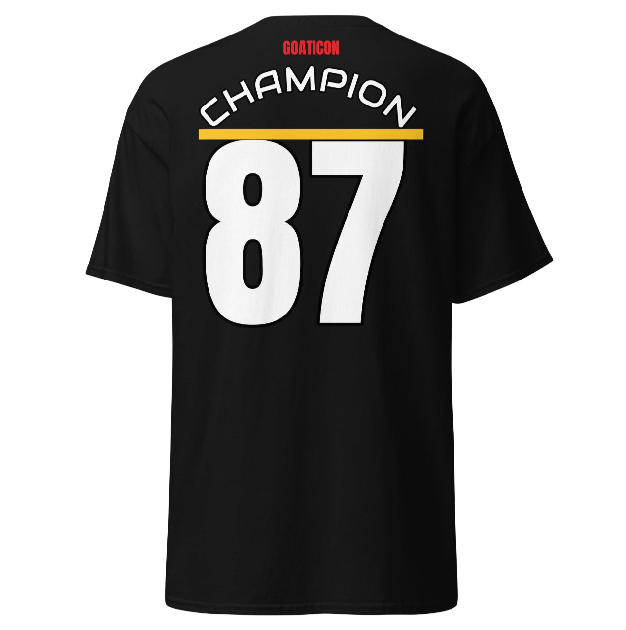 GOATICON "Champion 87" Premium Black T-
Shirt - Back Print