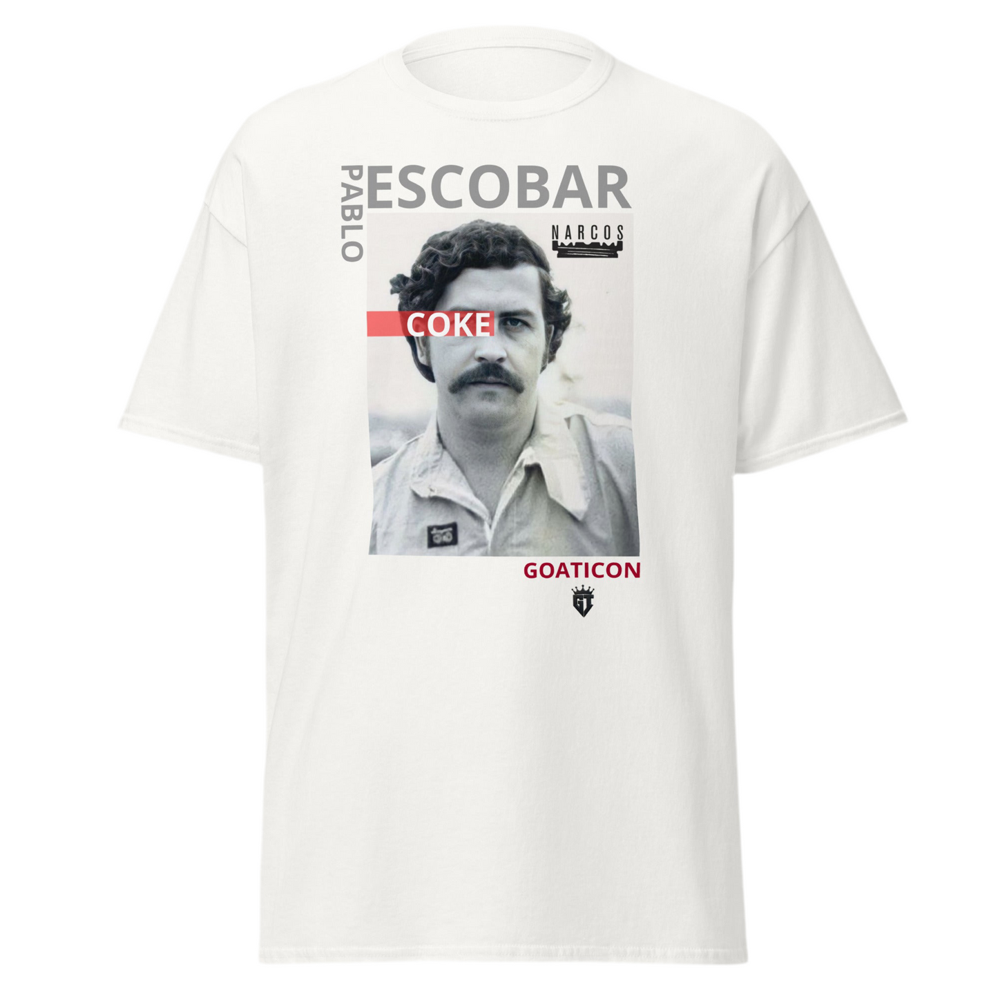 Pablo Escobar GOATICON T-Shirt – Narcos-Inspired Mugshot Graphic Tee