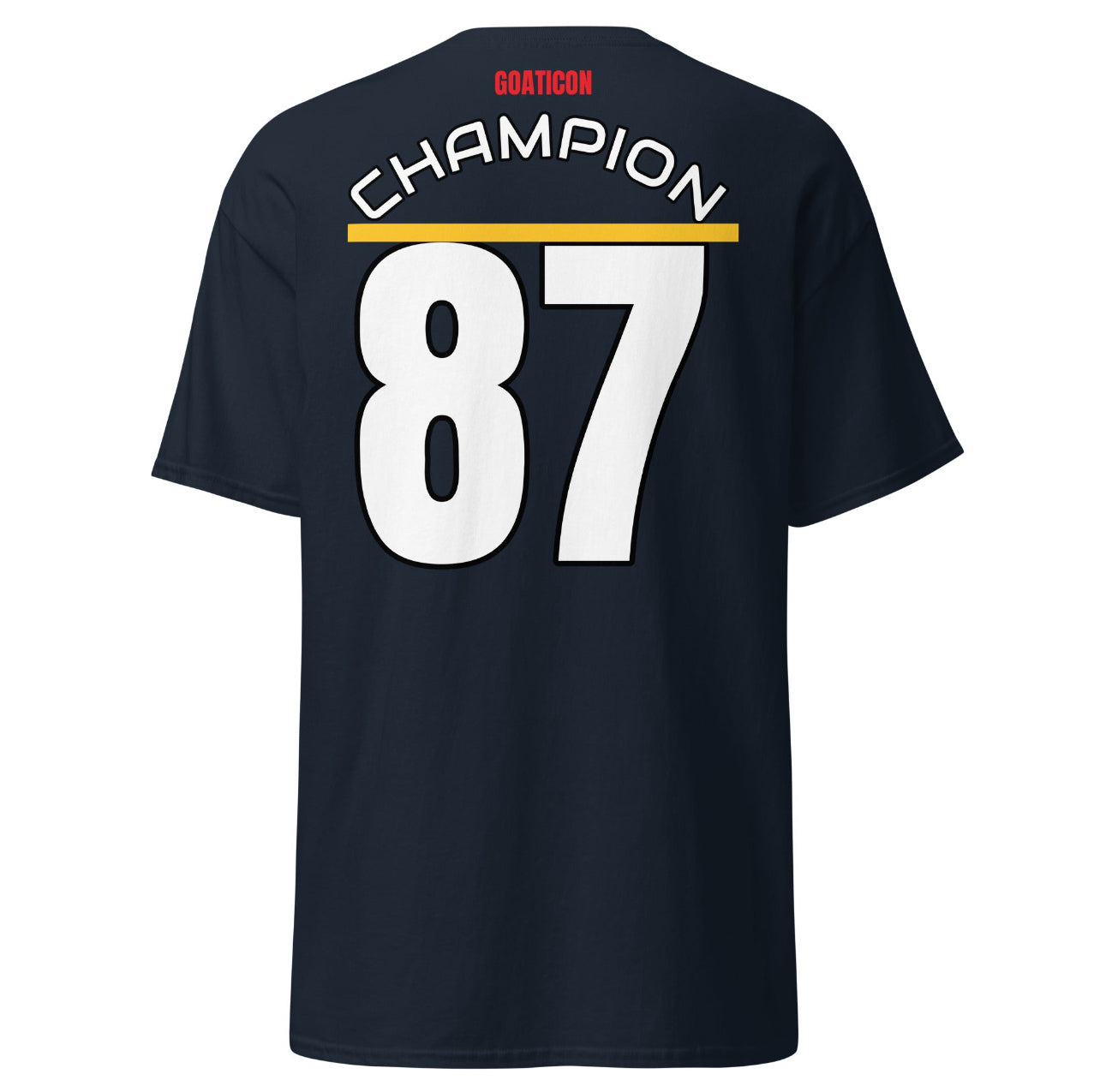 GOATICON "Champion 87" Premium Black T-
Shirt - Back Print