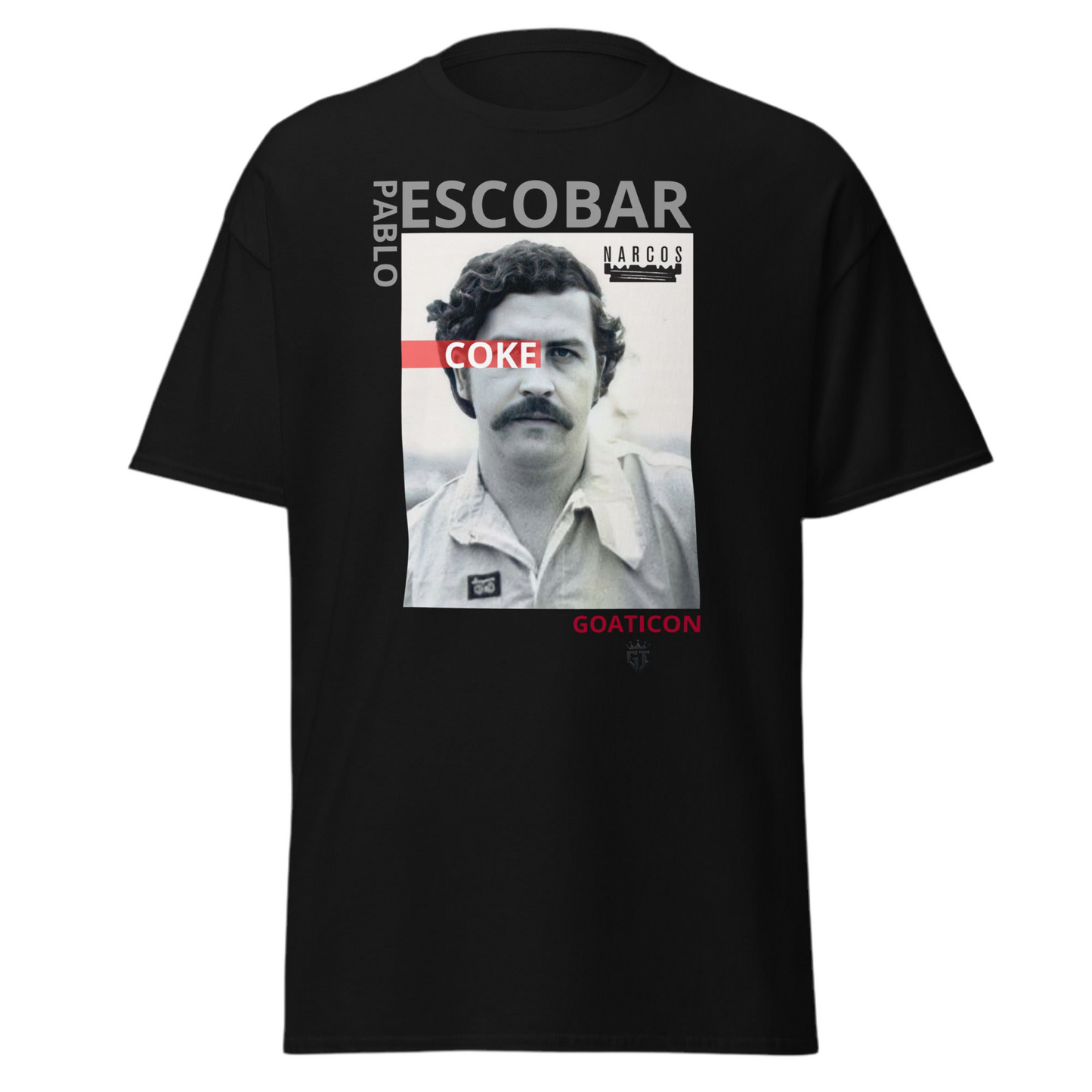 Pablo Escobar GOATICON T-Shirt – Narcos-Inspired Mugshot Graphic Tee