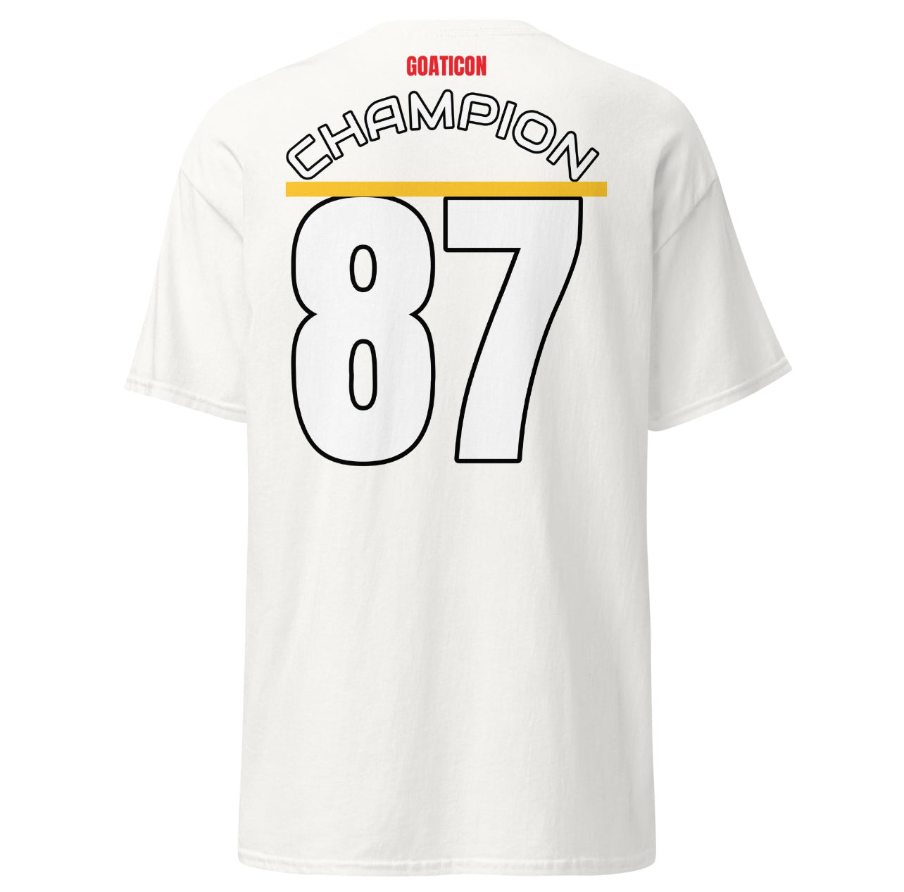 GOATICON "Champion 87" Premium Black T-
Shirt - Back Print