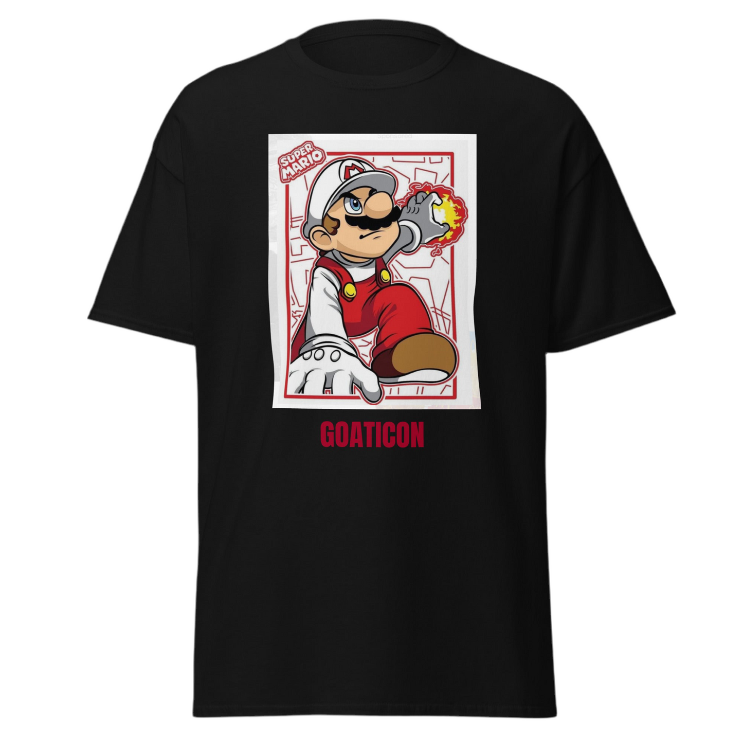 Super Mario Bros GOATICON T-Shirt – Gamer Apparel with Fireball Action