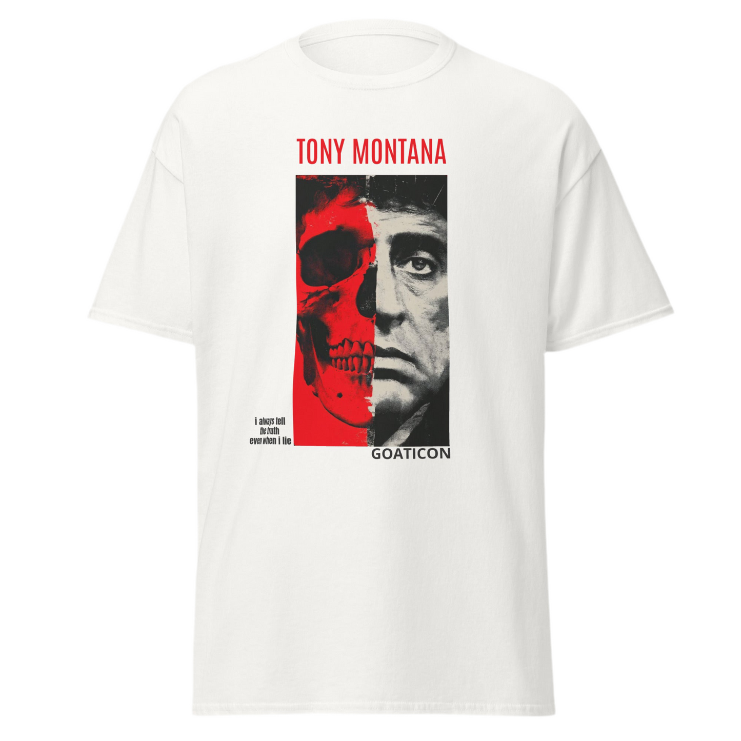 Tony Montana Half Skull Graphic Tee – GOATICON Collection