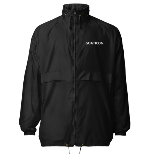 Men’s Waterproof Windbreaker – GOATICON Zip-Up Jacket | Black Nylon Outerwear