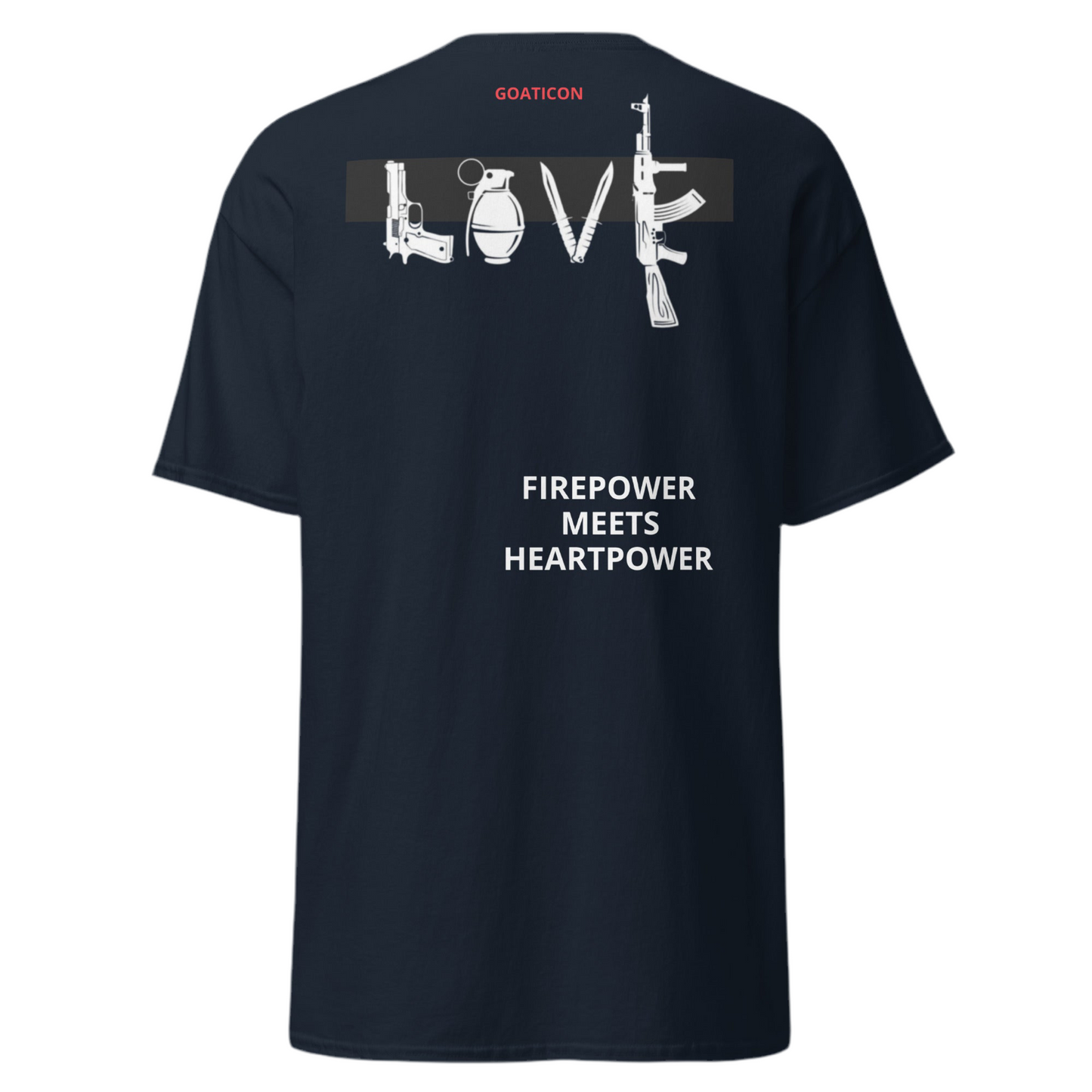 LOVE Weapon Graphic T-Shirt – Firepower Meets Heartpower | GOAT ICON Streetwear