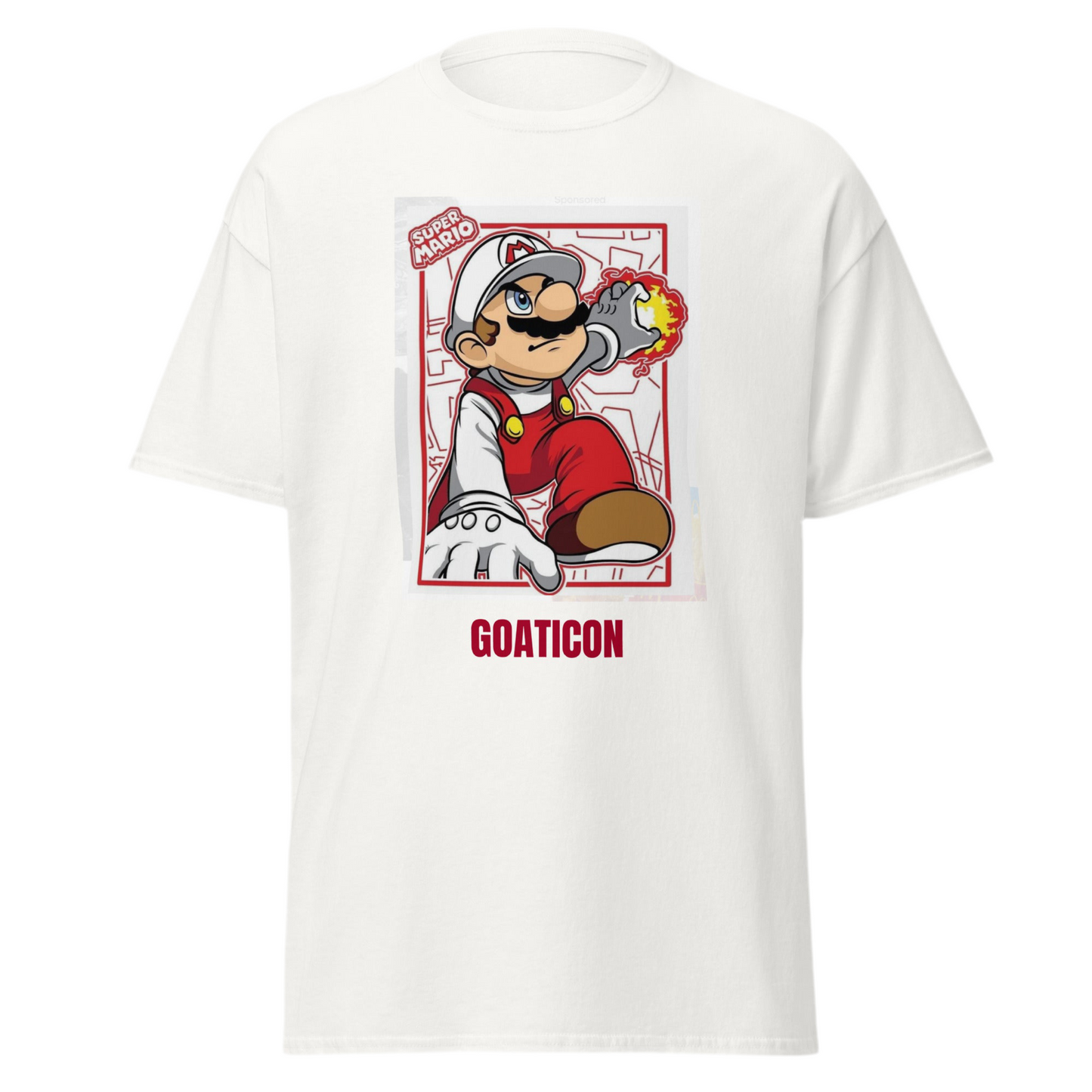 Super Mario Bros GOATICON T-Shirt – Gamer Apparel with Fireball Action