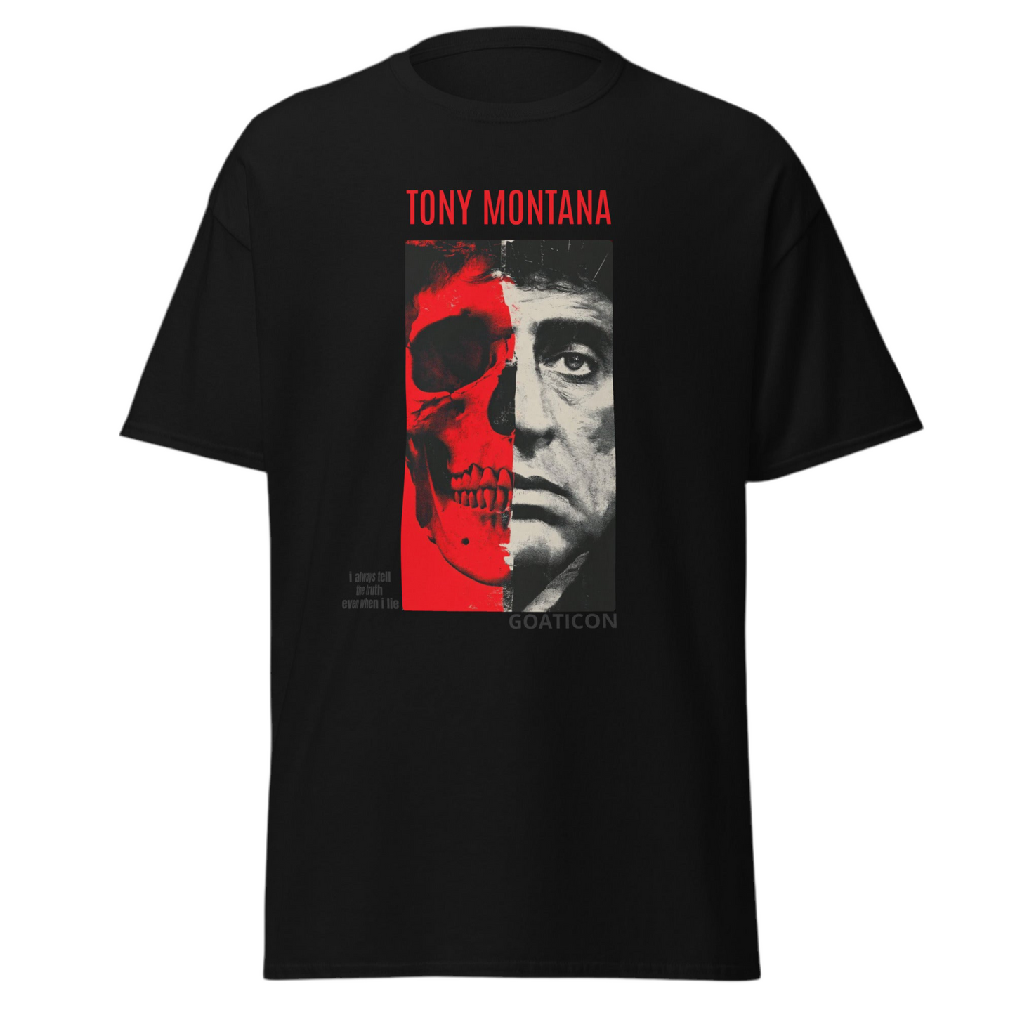 Tony Montana Half Skull Graphic Tee – GOATICON Collection